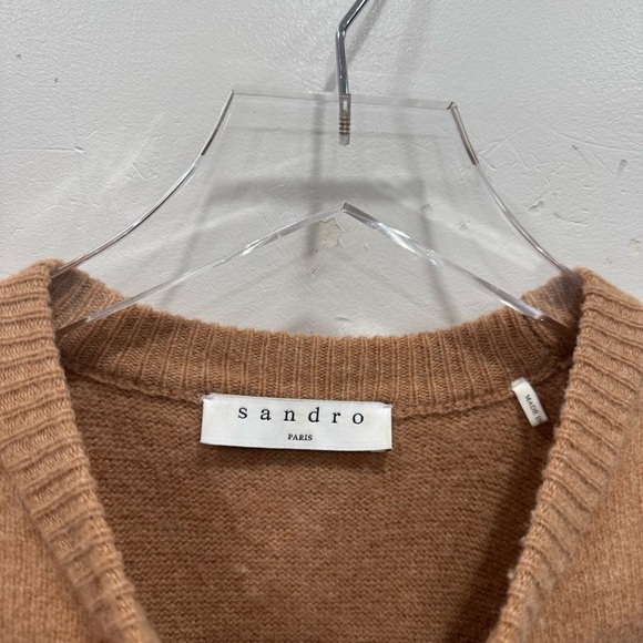 Sandro Cape Style Poncho Sweater Tan Wool Size 1 - Picture 3 of 11